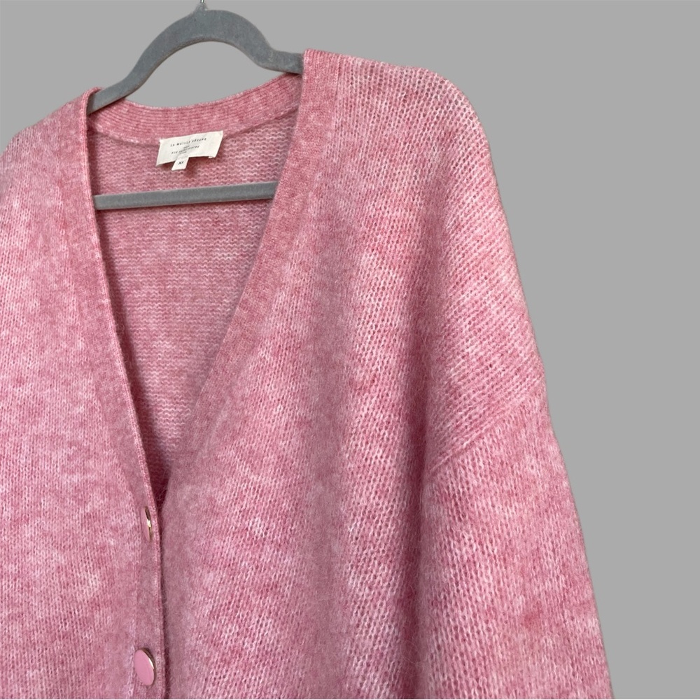SEZANE Rosewood Pink Oversized Mohair Wool Knit V Neck Mia Cardigan Sweater - Picture 9 of 12